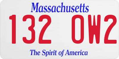 MA license plate 132OW2