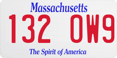 MA license plate 132OW9