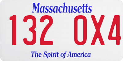 MA license plate 132OX4
