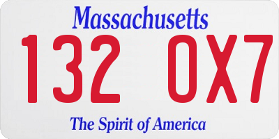 MA license plate 132OX7