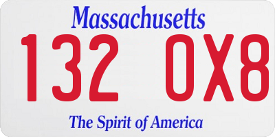 MA license plate 132OX8