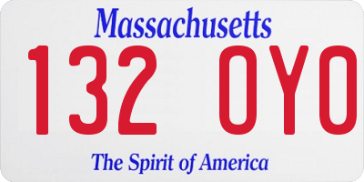 MA license plate 132OY0