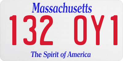 MA license plate 132OY1