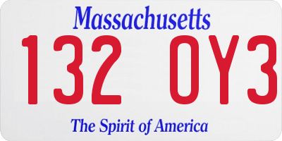 MA license plate 132OY3