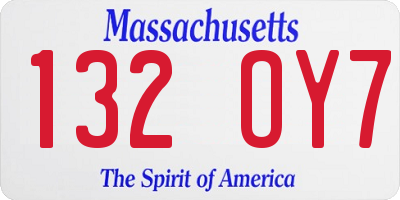 MA license plate 132OY7