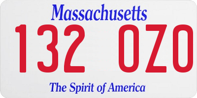 MA license plate 132OZ0