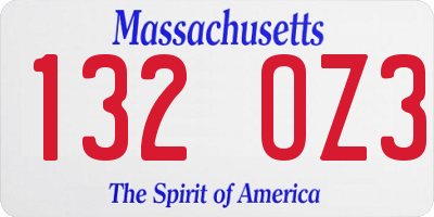 MA license plate 132OZ3