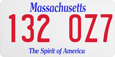 MA license plate 132OZ7