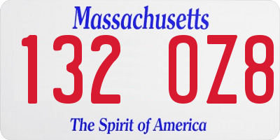 MA license plate 132OZ8
