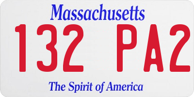 MA license plate 132PA2