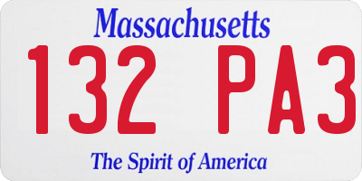 MA license plate 132PA3