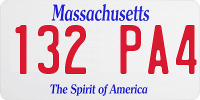 MA license plate 132PA4