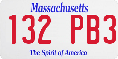MA license plate 132PB3