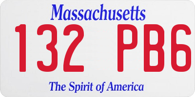 MA license plate 132PB6