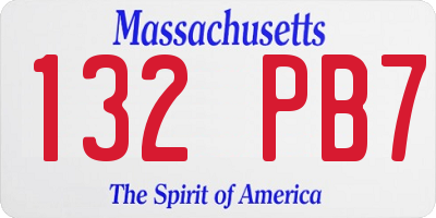 MA license plate 132PB7