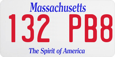 MA license plate 132PB8