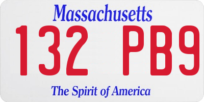 MA license plate 132PB9