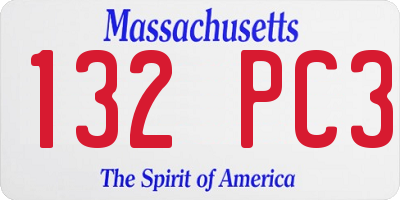 MA license plate 132PC3