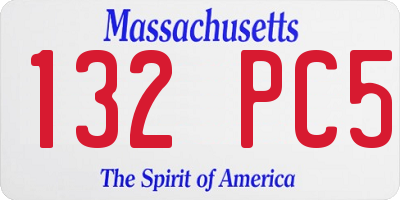MA license plate 132PC5