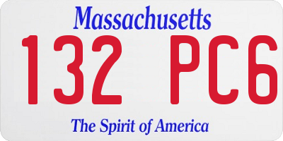 MA license plate 132PC6