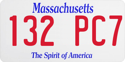 MA license plate 132PC7