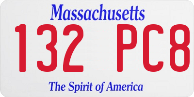 MA license plate 132PC8