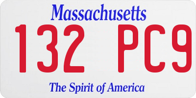 MA license plate 132PC9