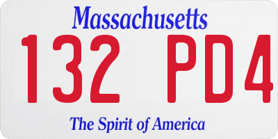 MA license plate 132PD4