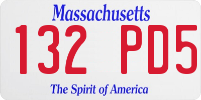 MA license plate 132PD5