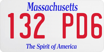 MA license plate 132PD6