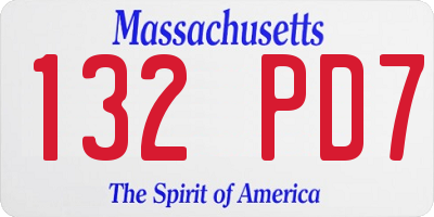 MA license plate 132PD7