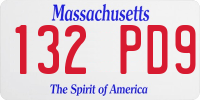 MA license plate 132PD9