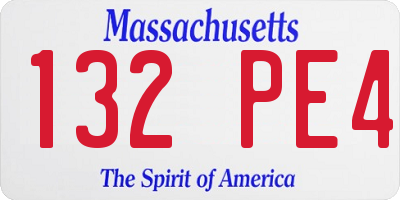 MA license plate 132PE4