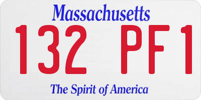 MA license plate 132PF1