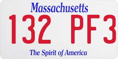 MA license plate 132PF3