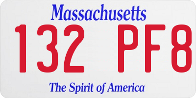 MA license plate 132PF8
