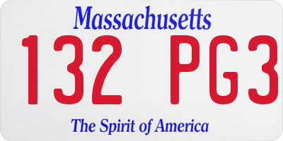 MA license plate 132PG3