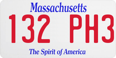MA license plate 132PH3