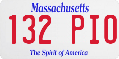 MA license plate 132PI0