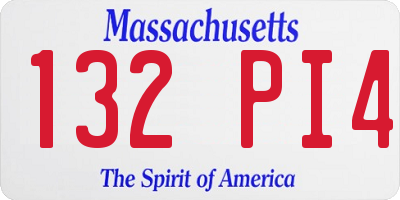 MA license plate 132PI4