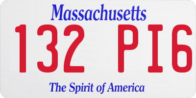 MA license plate 132PI6