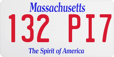 MA license plate 132PI7