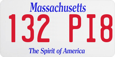 MA license plate 132PI8