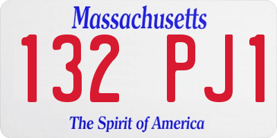 MA license plate 132PJ1