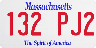 MA license plate 132PJ2