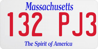 MA license plate 132PJ3