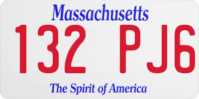 MA license plate 132PJ6