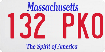 MA license plate 132PK0
