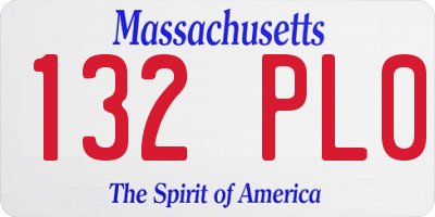 MA license plate 132PL0