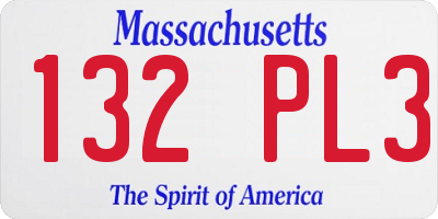 MA license plate 132PL3